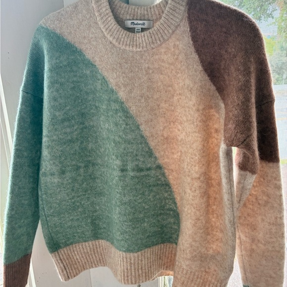 Madewell Sweaters - Madewell Tri-Tone Sweater - Green, Cream, Brown